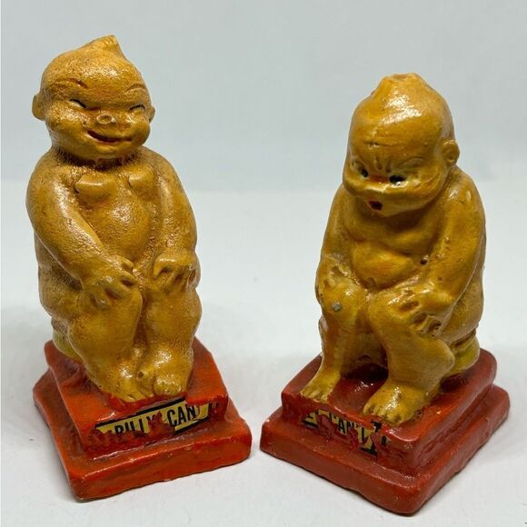 Vintage "Billy Can't" "Billy Can" Sitting On The Potty Salt & Pepper Shakers - Picture 4 of 8
